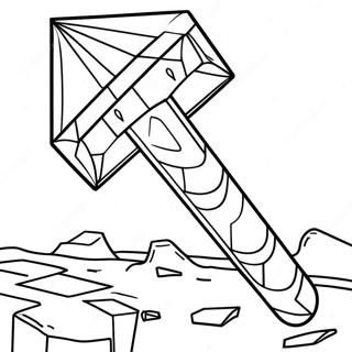 Diamant Minecraft Pikhouweel Kleurplaat | Minecraft Hamer kleurplaat