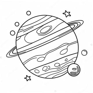 Kleurrijke Jupiter met Manen Kleurplaat | Jupiter kleurplaat