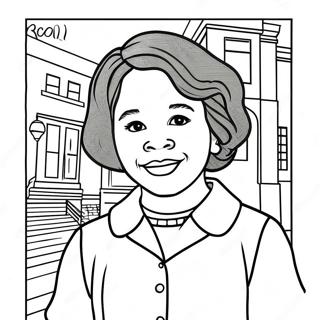 Kleurplaat van een historisch moment van Ruby Bridges | Ruby Bridges kleurplaat