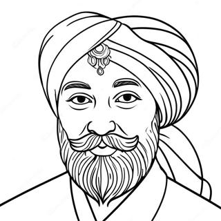 Kleurplaat van een kleurrijke Sikh-turban | Sikh kleurplaat
