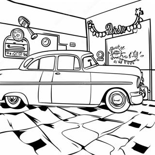 50s Retro Diner Kleurplaat | 50s kleurplaat