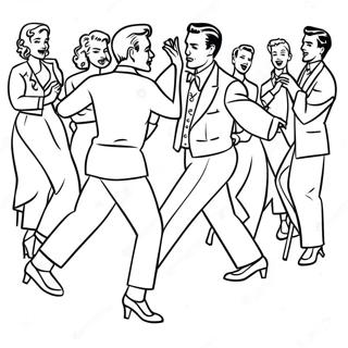 50s Rock and Roll Dansfeest Kleurplaat | 50s kleurplaat