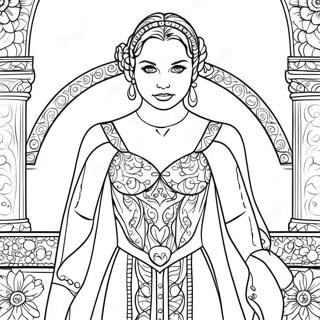 Padmé in Elegante Jurk Kleurplaat | Padmé kleurplaat