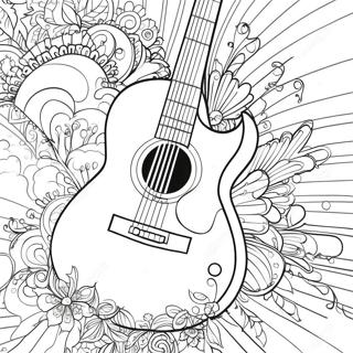 Kleurige Gitaar Kleurplaat | Instrument kleurplaat