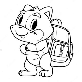Swiper met Kleurrijke Rugzak Kleurplaat | Swiper kleurplaat