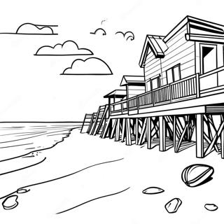 Kleurplaat van een Strandscène in de Outer Banks | Outer Banks kleurplaat