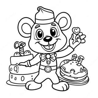 Kleurplaat van Chuck E Cheese Verjaardagsfeest | Chuck E Cheese kleurplaat