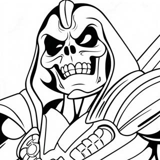 Skeletor met Dreigende Glimlach Kleurplaat | Skeletor kleurplaat