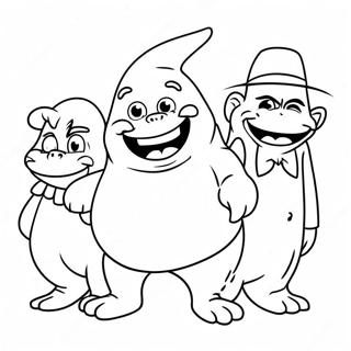 Grimace met Vrienden Kleurplaat | Grimace kleurplaat