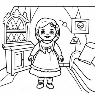 Annabelle in Spookhuis Kleurplaat | Annabelle kleurplaat