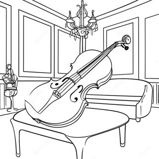 Elegante Viool in een Muziekruimte Kleurplaat | Viool kleurplaat