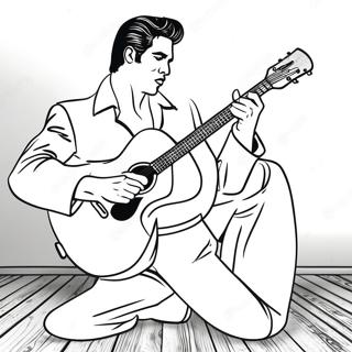 Elvis in Blauwe Suède Schoenen Kleurplaat | Elvis kleurplaat