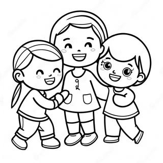 Multiculturele Kinderen Samen Spelen Kleurplaat | Multicultureel kleurplaat