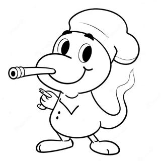 Kleurplaat van een cartoonfiguur met een pijp | Roken kleurplaat