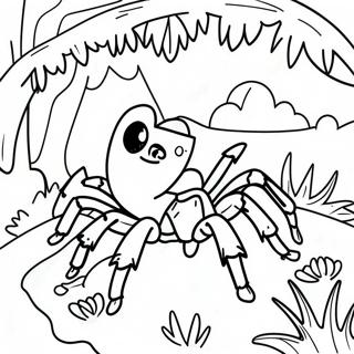 Kleurige Tarantula in de Jungle Kleurplaat | Tarantula kleurplaat