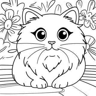 Fluffy Ragdoll Kat met Blauwe Ogen Kleurplaat | Ragdoll Kat kleurplaat