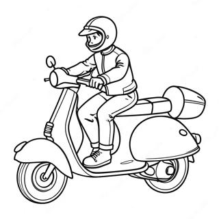 Snelle Scooter Rijder Kleurplaat | Scooter kleurplaat
