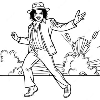 Kleurplaat van de slechte Michael Jackson dansend | Slechte Michael Jackson kleurplaat