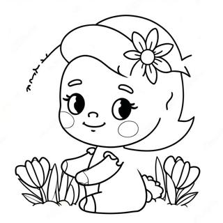 Schattige Amy met Bloemen Kleurplaat | Amy kleurplaat