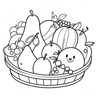Kleurplaat van het fruitmandje | Fruitmand kleurplaat