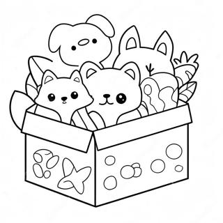 Schattige Dieren Doos Kleurplaat | Doos kleurplaat