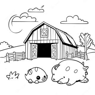 Gezellige Boerderij met Dieren Kleurplaat | Schuur kleurplaat