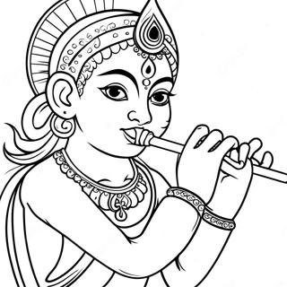 Krishna die Fluit Speelt Kleurplaat | Krishna kleurplaat