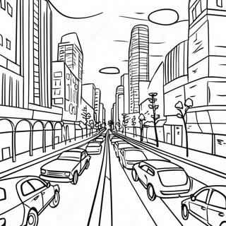 Drukke Stadsweg Kleurplaat | Weg kleurplaat