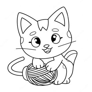 Schattige Litten die met Garens Spelen Kleurplaat | Litten kleurplaat