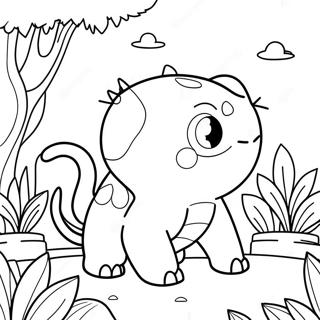 Schattige Kleurplaat van Bulbasaur in een Tuin | Bulbasaur kleurplaat