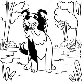 Speelse Border Collie in het Park Kleurplaat | Border Collie kleurplaat
