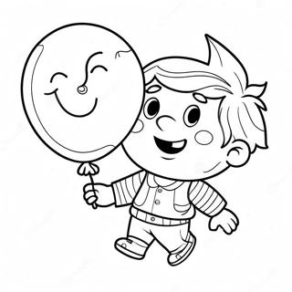 Blije Zoon met een Ballon Kleurplaat | Zon kleurplaat
