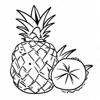 Kleurplaat van een Ananas | Ananas kleurplaat