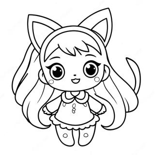 Schattige Miku met Kattenoren Kleurplaat | Miku kleurplaat
