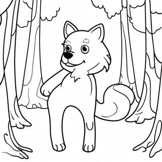 Roxanne Wolf in een Spookachtig Bos Kleurplaat | Roxanne Wolf kleurplaat