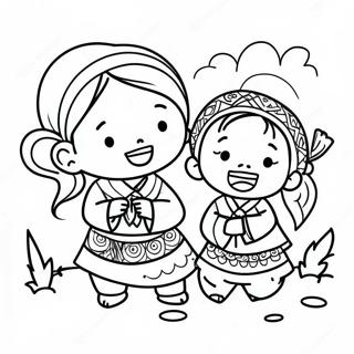 Hmong Kinderen Spelen Kleurplaat | Hmong kleurplaat