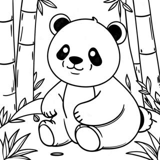 Schattige Panda Tussen Bamboe Kleurplaat | Bamboe kleurplaat