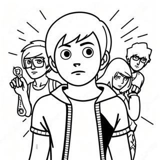 Kleurplaat van Scott Pilgrim vs. De Wereld | Scott Pilgrim kleurplaat