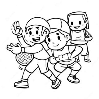 Kleurplaat van YMCA-kinderen die sport spelen | YMCA kleurplaat