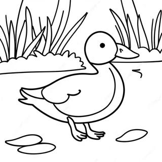 Kleurplaat van een kleurrijke wilde eend in de vijver | Wilde Eend kleurplaat