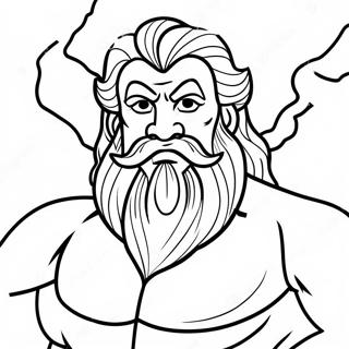 Machtige Zeus met Bliksemschicht Kleurplaat | Zeus kleurplaat