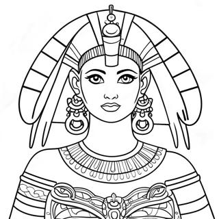 Elegante Kleurplaat van Cleopatra met Kroon | Cleopatra kleurplaat