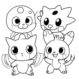 Schattige Digimon Personages Kleurplaat | Digimon kleurplaat