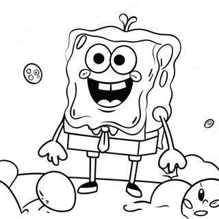 SpongeBob met Kleurrijke Eieren Kleurplaat | SpongeBob Pasen kleurplaat