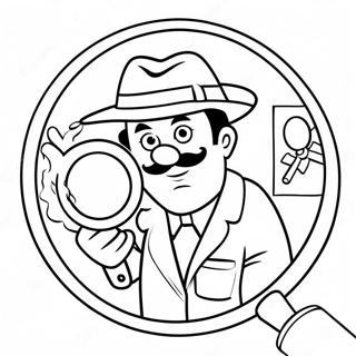 Grappige Detective met Vergrootglas Kleurplaat | Detective kleurplaat