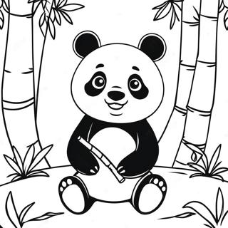Schattige Panda in een Bamboebos Kleurplaat | China kleurplaat