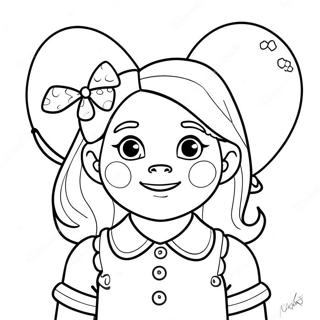 Annie met Kleurrijke Ballonnen Kleurplaat | Annie kleurplaat