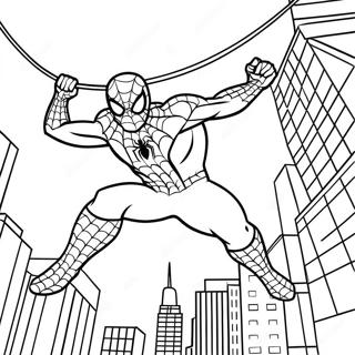 Spiderman 2 Slingeren Door de Stad Kleurplaat | Spiderman 2 kleurplaat
