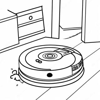 Roomba die de vloer schoonmaakt kleurplaat | Roomba kleurplaat