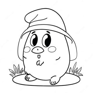 Schattige Pou met een hoed kleurplaat | Pou kleurplaat